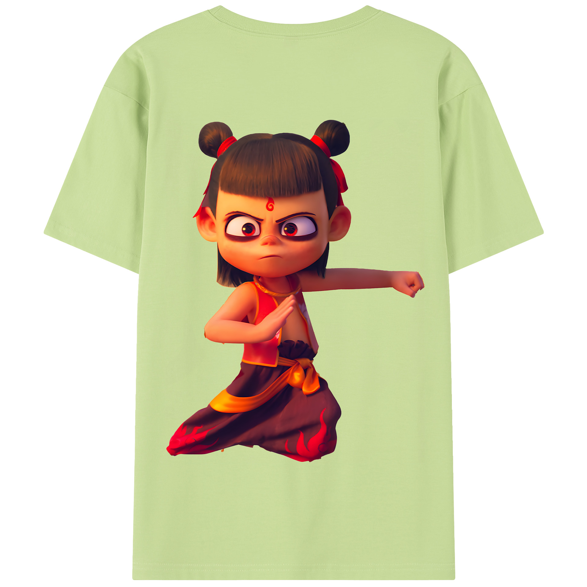 （画像用） Ne Zha 2 ナタ 魔童の大暴れ 綿100％半袖Tシャツ（背面プリント）